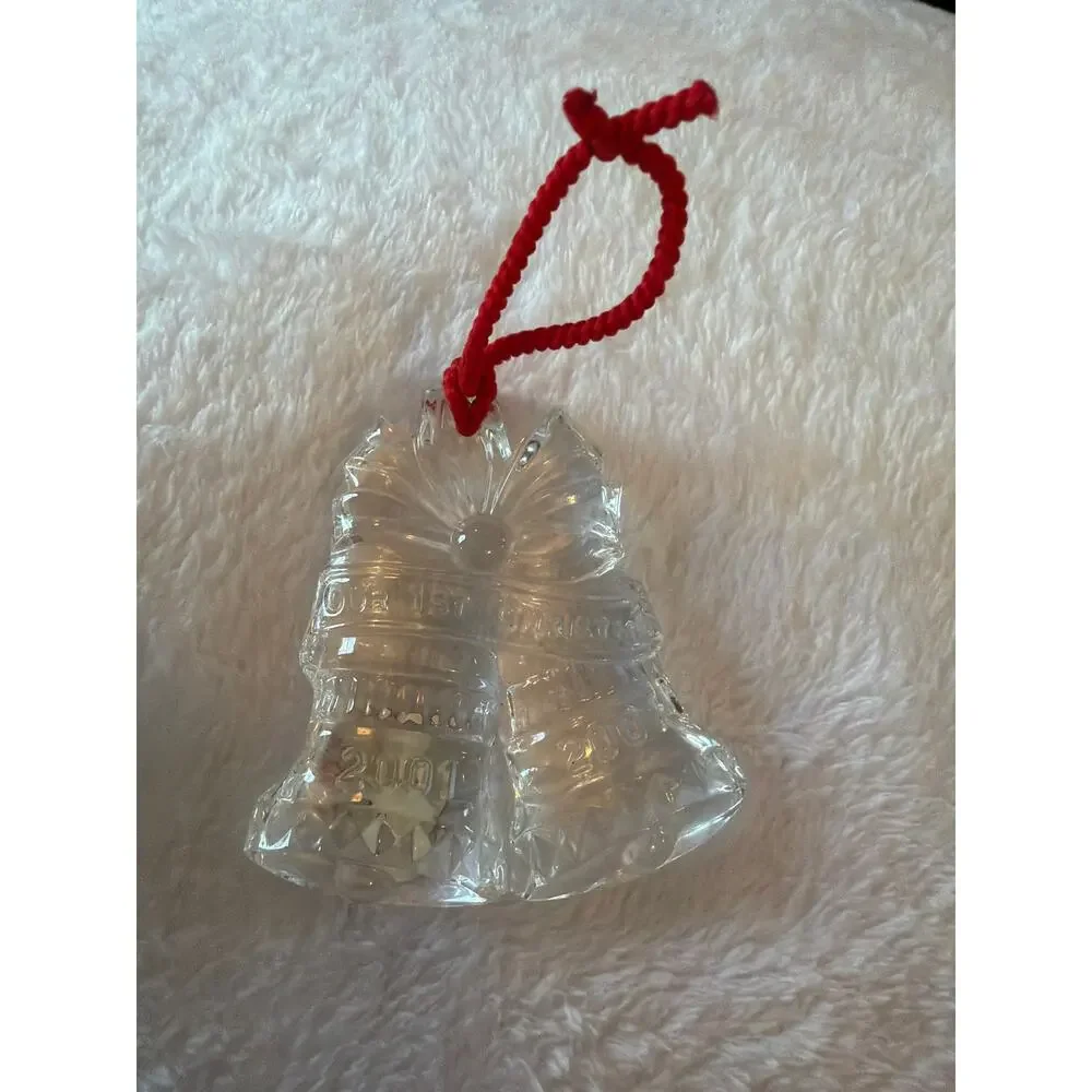 Waterford Crystal Our First Christmas Ornament 2001 Bells w/ Box Ireland MIB